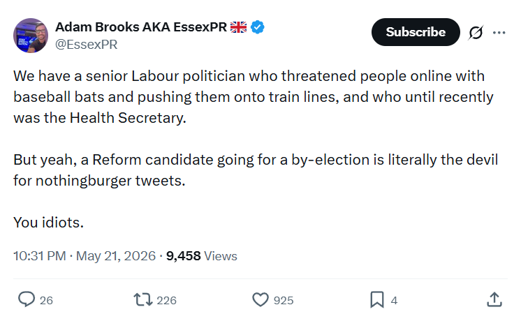 Adam Brooks: We have a senior Labour politician...