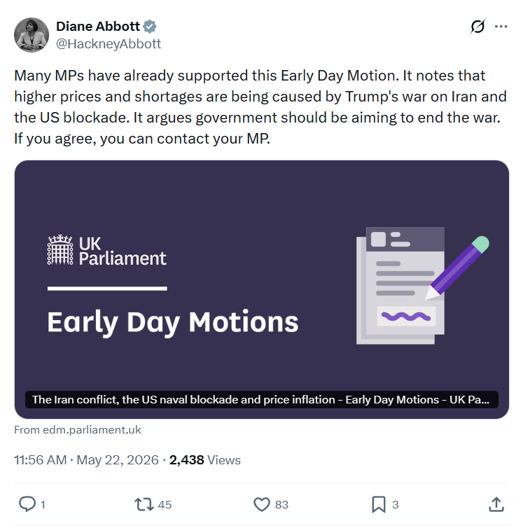 Diane Abbott: Many MPs have already supported…