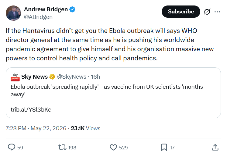 Andrew Bridgen: If the Hantavirus didn’t get you the Ebola…