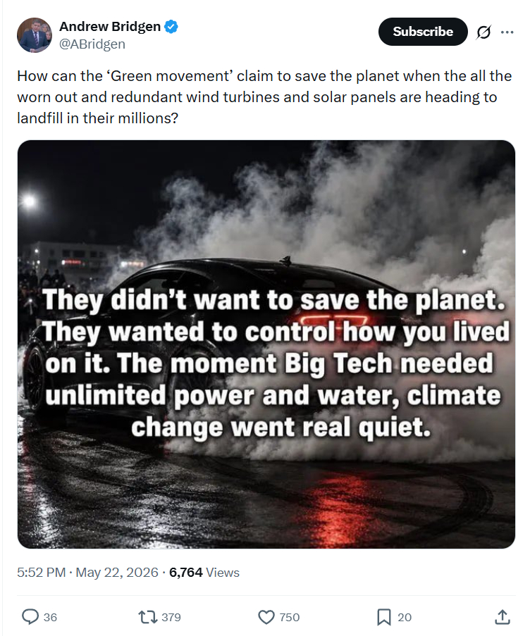 Andrew Bridgen: How can the ‘Green movement’ claim…