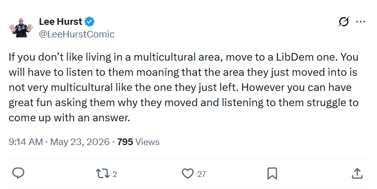 Lee Hurst: If you don’t like living in a multicultural area…