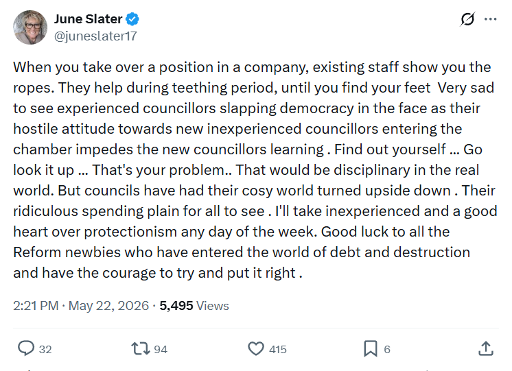 June Slater: When you take over a position…