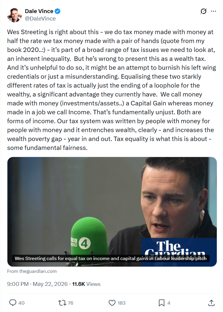Dale Vince: Wes Streeting is right about this…