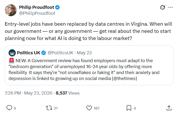 Philip Proudfoot: Entry-level jobs have been replaced…