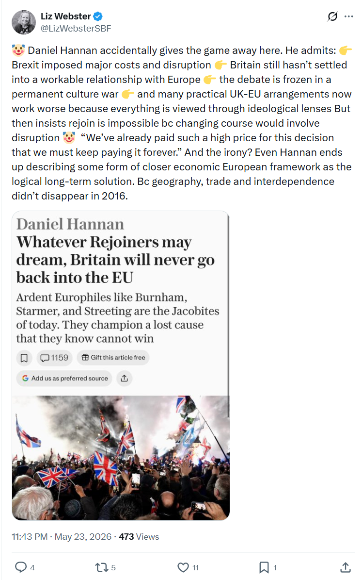 Liz Webster: Daniel Hannan accidentally gives…