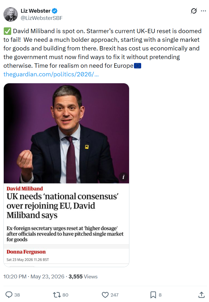 Liz Webster: David Miliband is spot on…