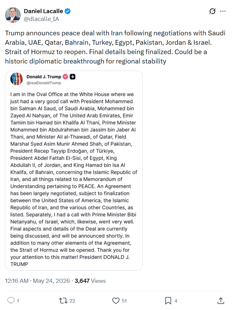 Daniel Lacalle: Trump announces peace deal…