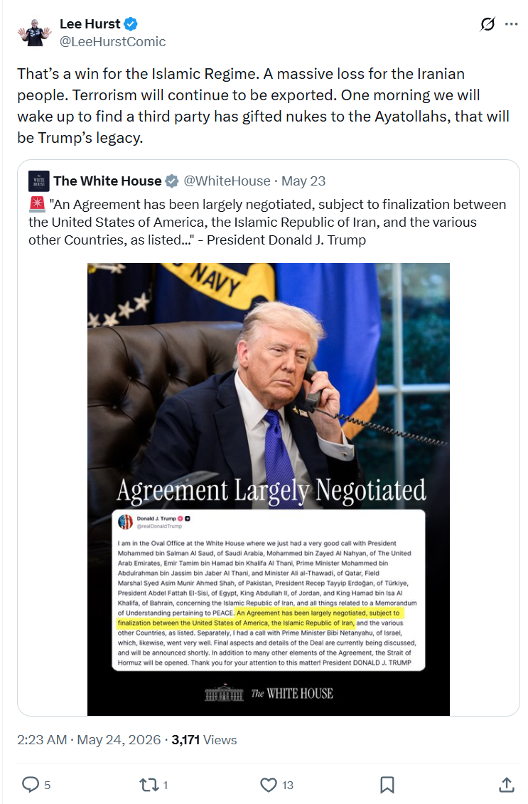 Lee Hurst: That’s a win for the Islamic Regime…