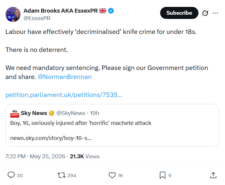 Adam Brooks: Labour have effectively ‘decriminalised’ knife…