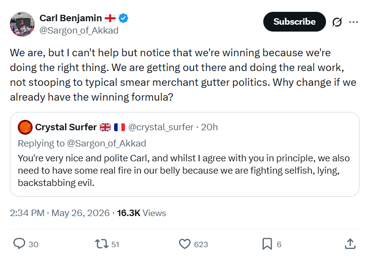 Carl Benjamin: We are, but I can't help but notice…
