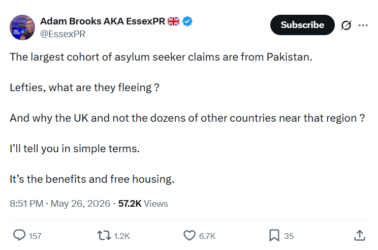 Adam Brooks: The largest cohort of asylum seeker…