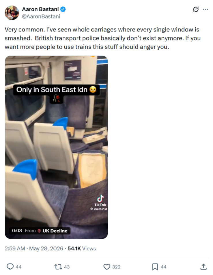Aaron Bastani: Very common. I’ve seen whole carriages…