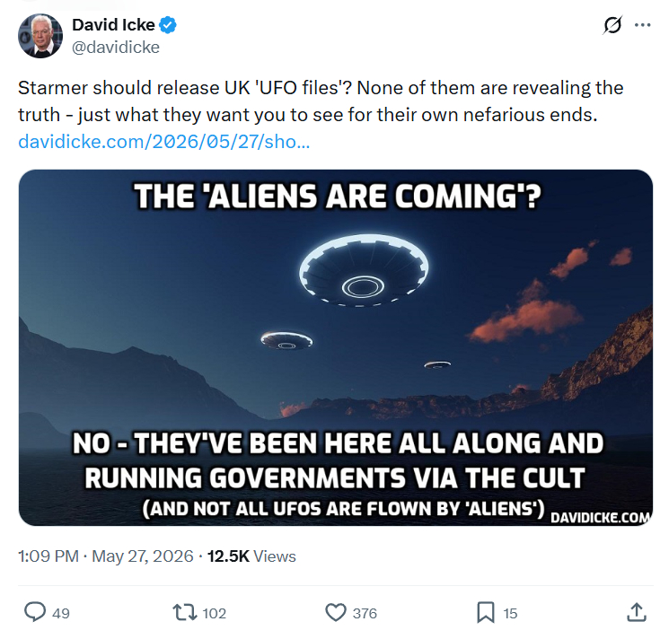 David Icke: Starmer should release UK 'UFO files'…