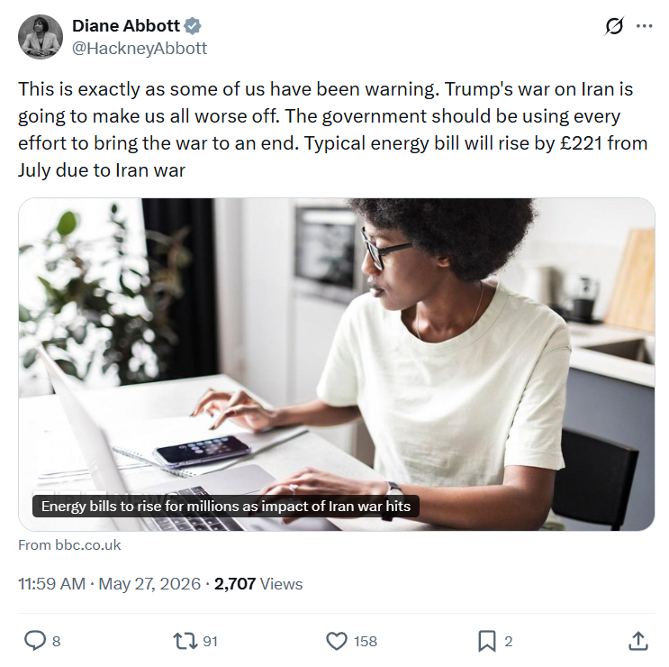 Diane Abbott: This is exactly as some of us…