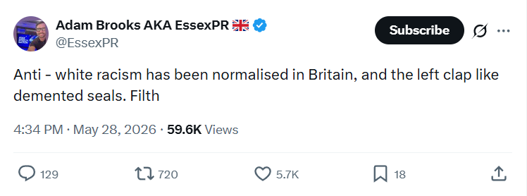 Adam Brooks: Anti - white racism has been...