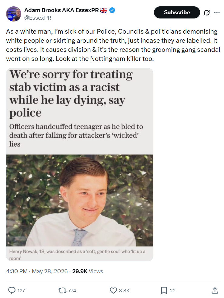Adam Brooks: As a white man, I’m sick...