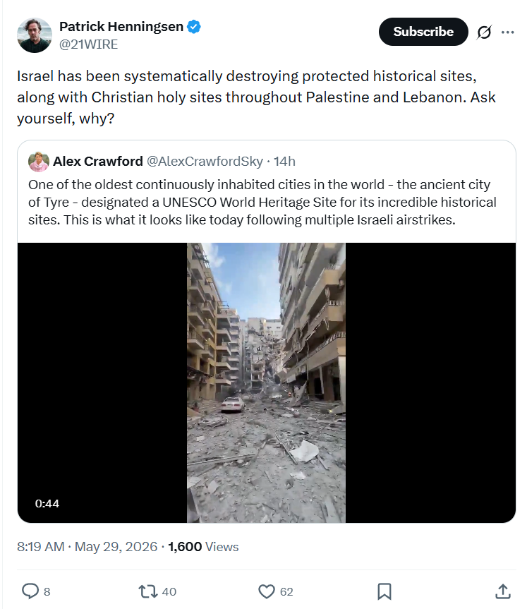 Patrick Henningsen: Israel has been systematically destroying...