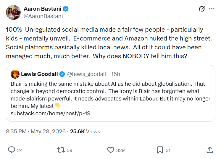Aaron Bastani: 100%  Unregulated social media made...