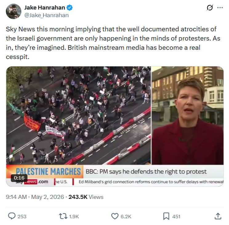 Jake Hanrahan: Sky News this morning implying…