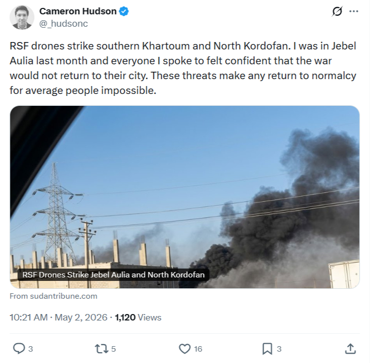 Cameron Hudson: RSF drones strike southern Khartoum…