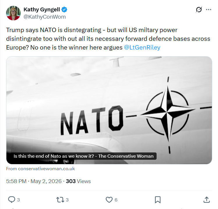 Kathy Gyngell: Trump says NATO is disntegrating…