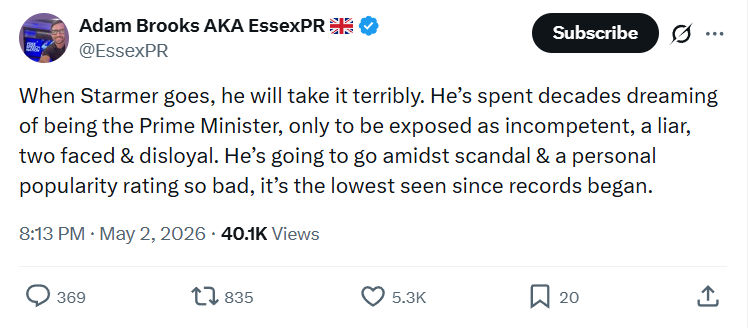 Adam Brooks: When Starmer goes…