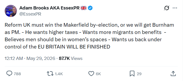 Adam Brooks: Reform UK must win the Makerfield…
