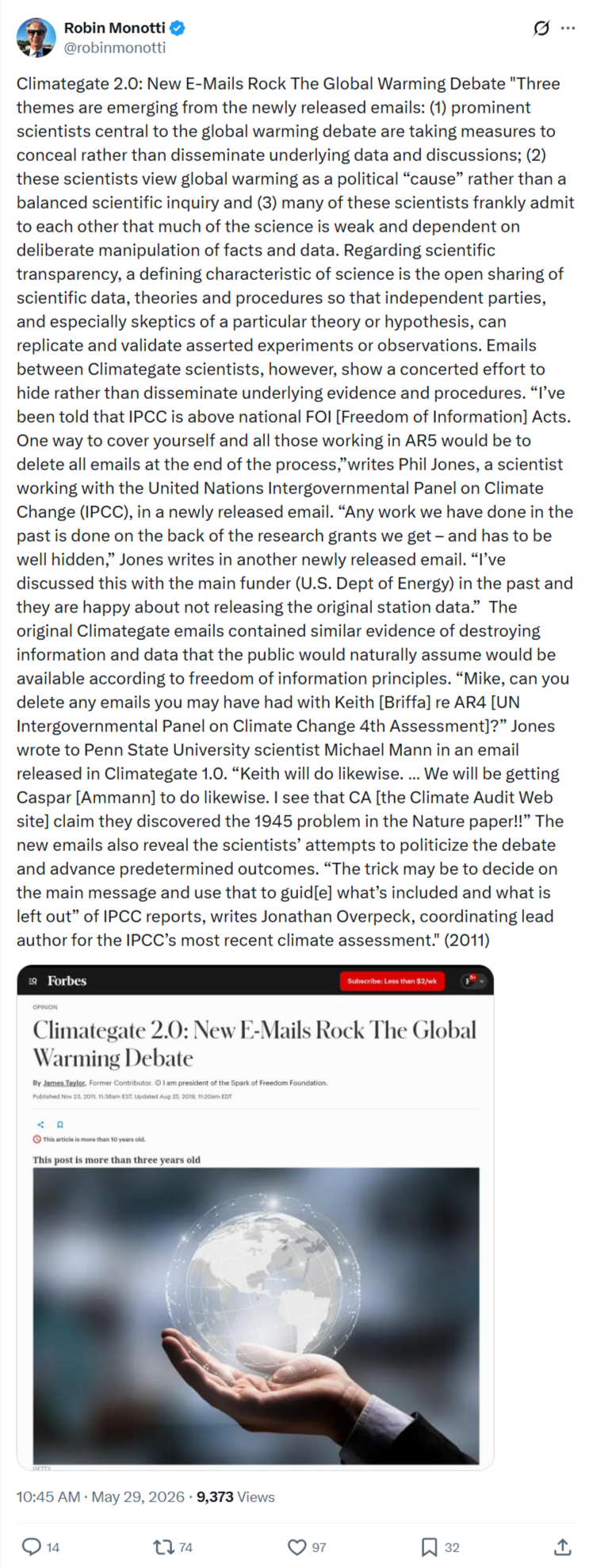 Robin Monotti: Climategate 2.0…