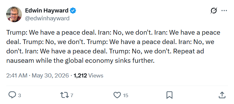Edwin Hayward: Trump: We have a peace deal…