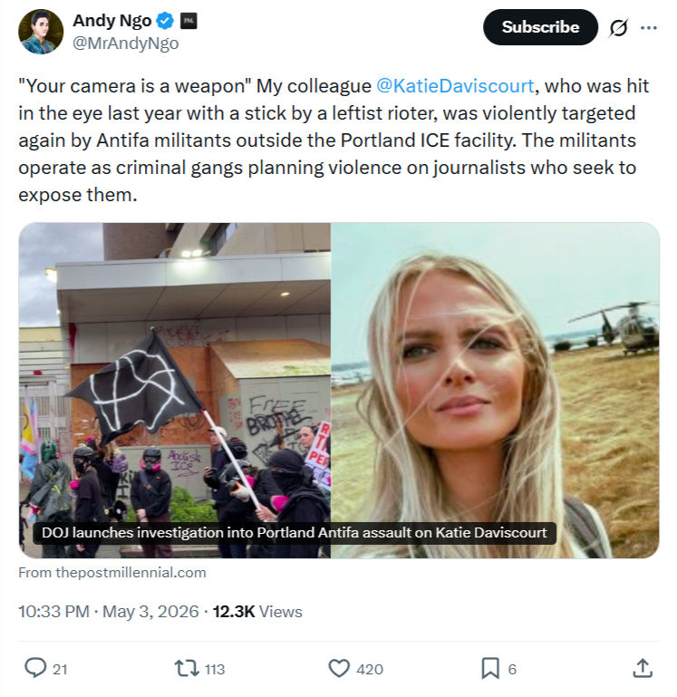 Andy Ngo: "Your camera is a weapon" …