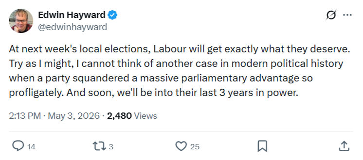 Edwin Hayward: At next week's local elections…