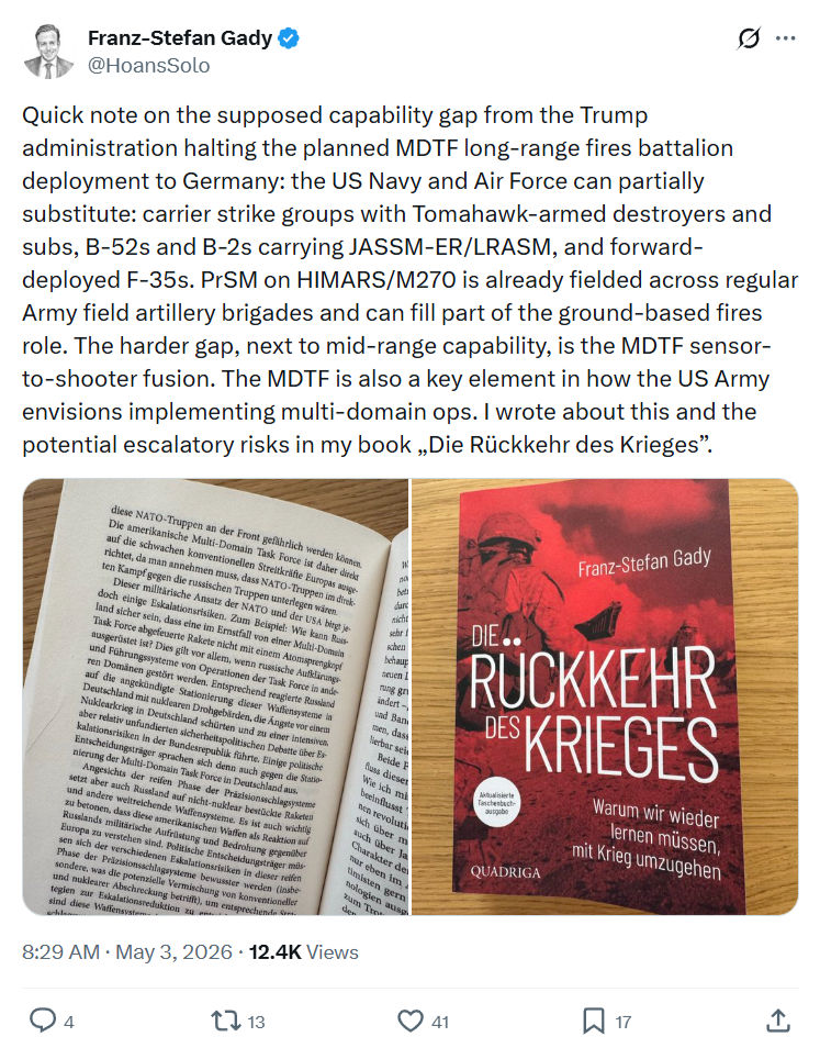 Franz-Stefan Gady: Quick note on the supposed capability…