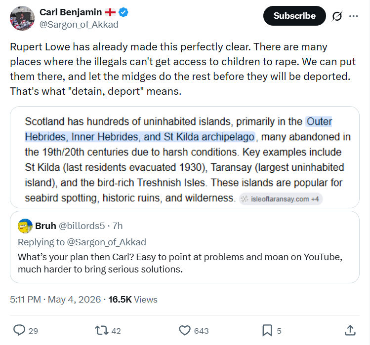 Carl Benjamin: Rupert Lowe has already made this…