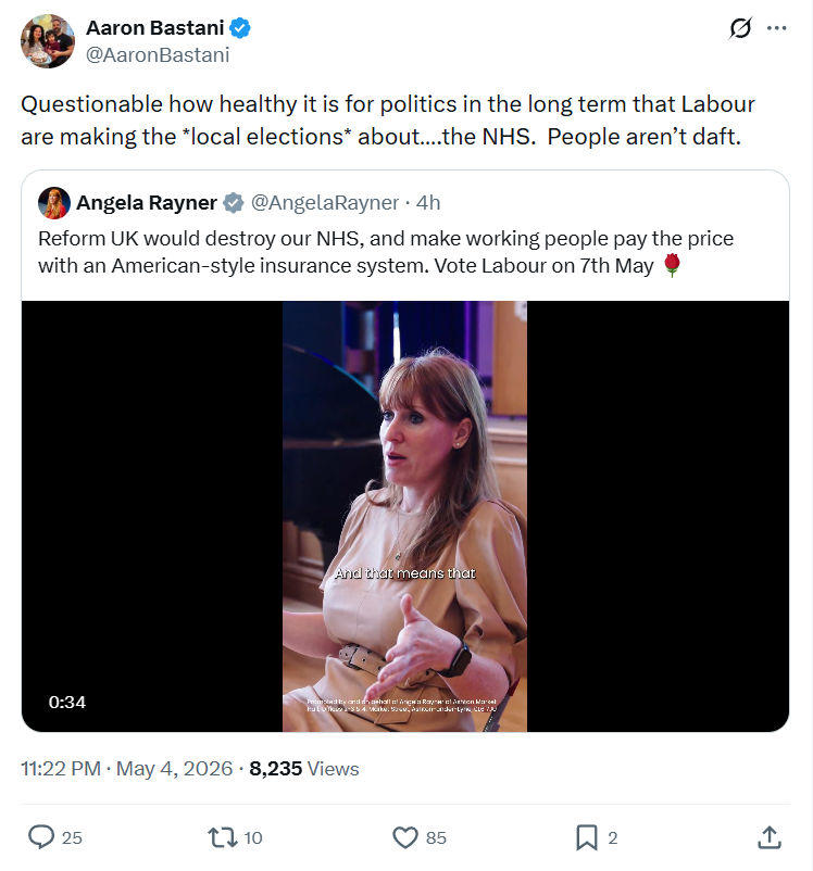 Aaron Bastani: Questionable how healthy it is for politics…
