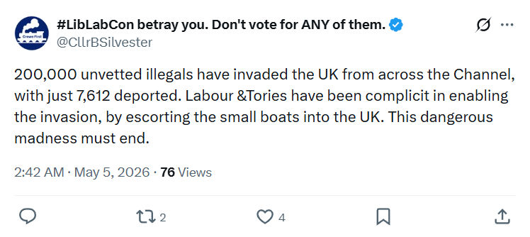 Clr Brian Silvester: 200,000 unvetted illegals have invaded the UK…