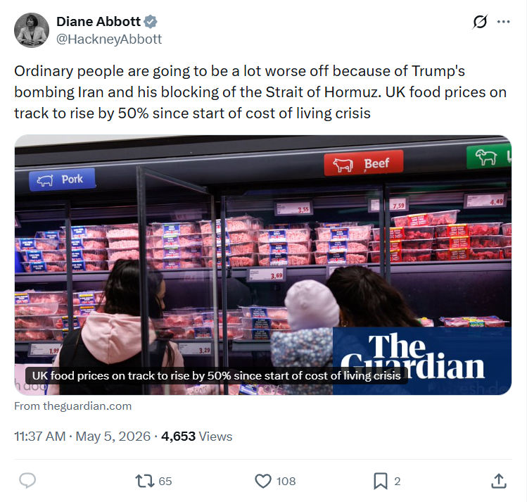 Diane Abbott: Ordinary people are going to be a lot worse…