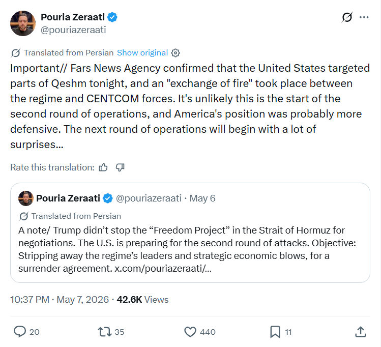 Pouria Zeraati: Important// Fars News Agency confirmed...