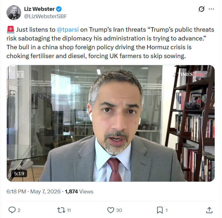 Liz Webster: Just listens to  @tparsi  on Trump’s Iran...