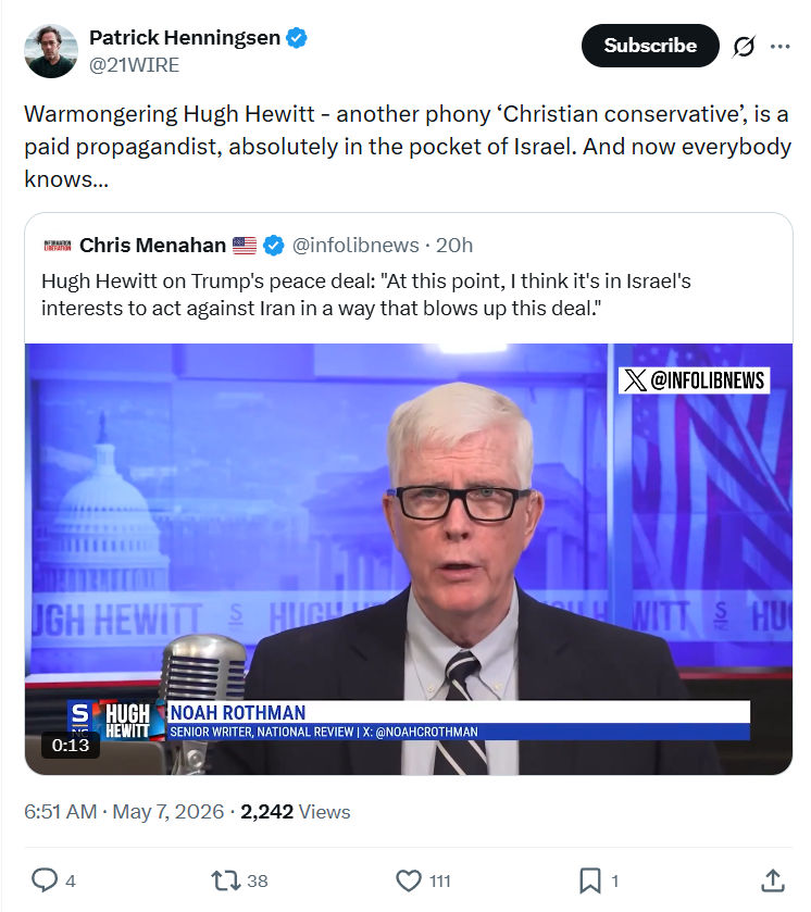 Patrick Henningsen: Warmongering Hugh Hewitt - another phony...