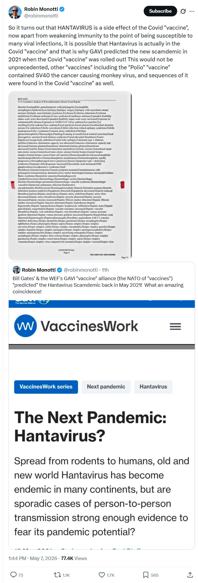 Robin Monotti: So it turns out that HANTAVIRUS...
