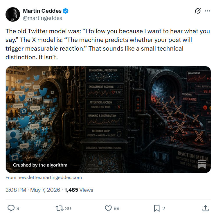Martin Geddes: The old Twitter model was...