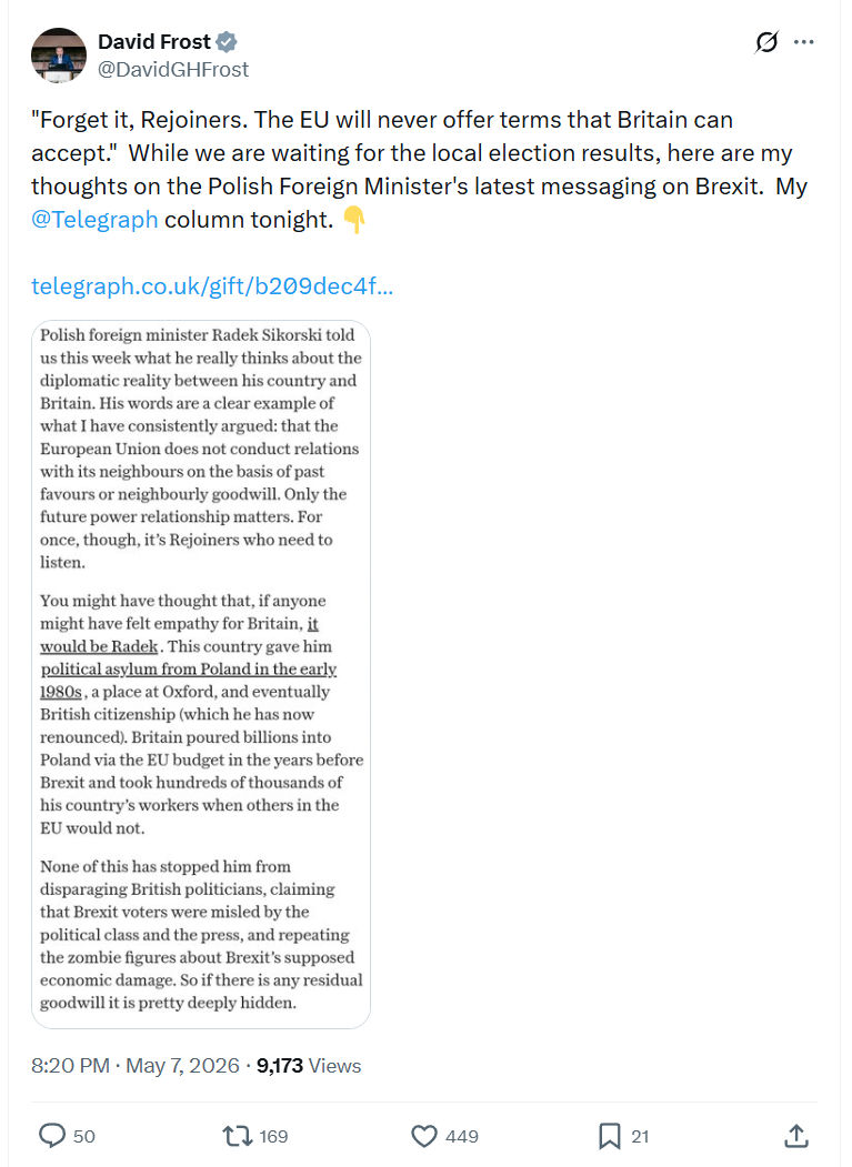 David Frost: Forget it, Rejoiners. The EU will...