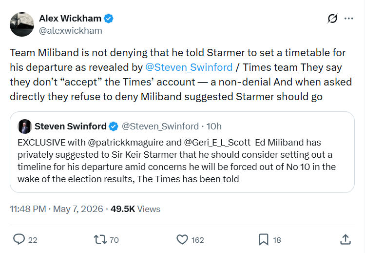 Alex Wickham: Team Miliband is not denying...