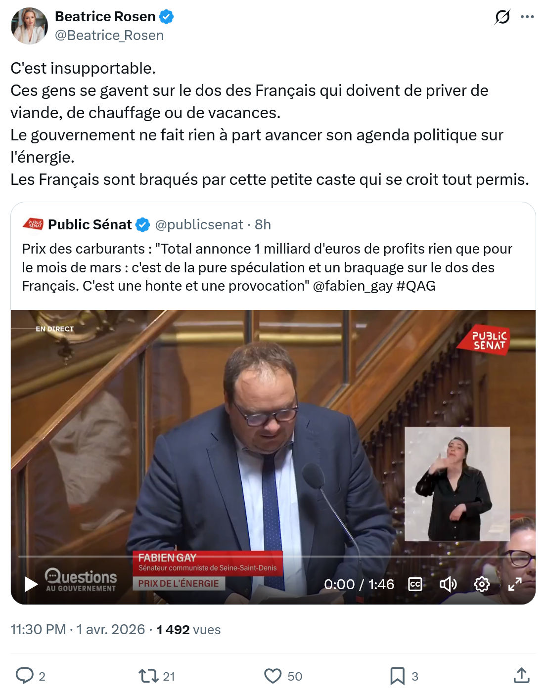 Béatrice Rosen: C'est insupportable…