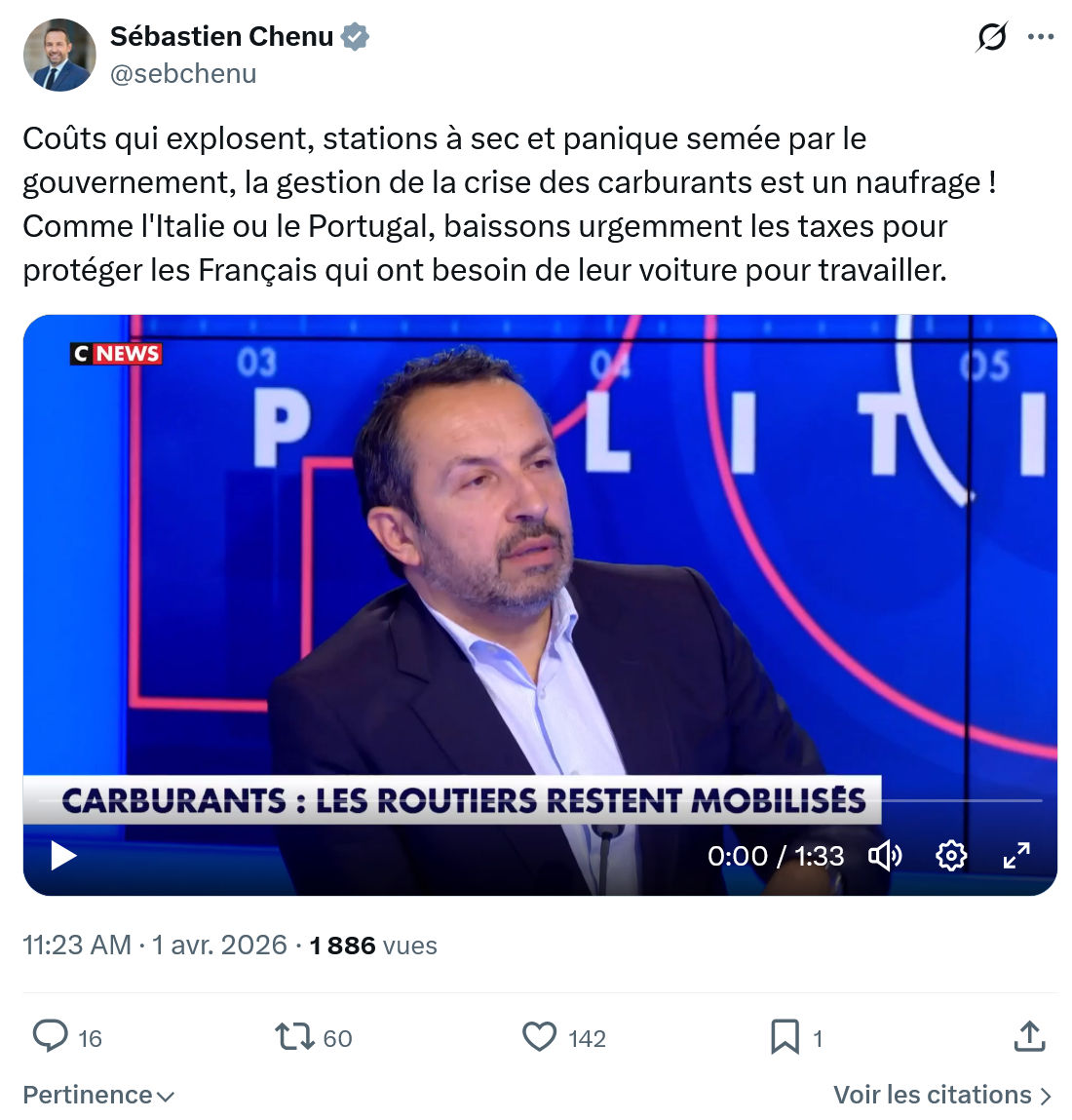 Sébastien Chenu: Coûts qui explosent…