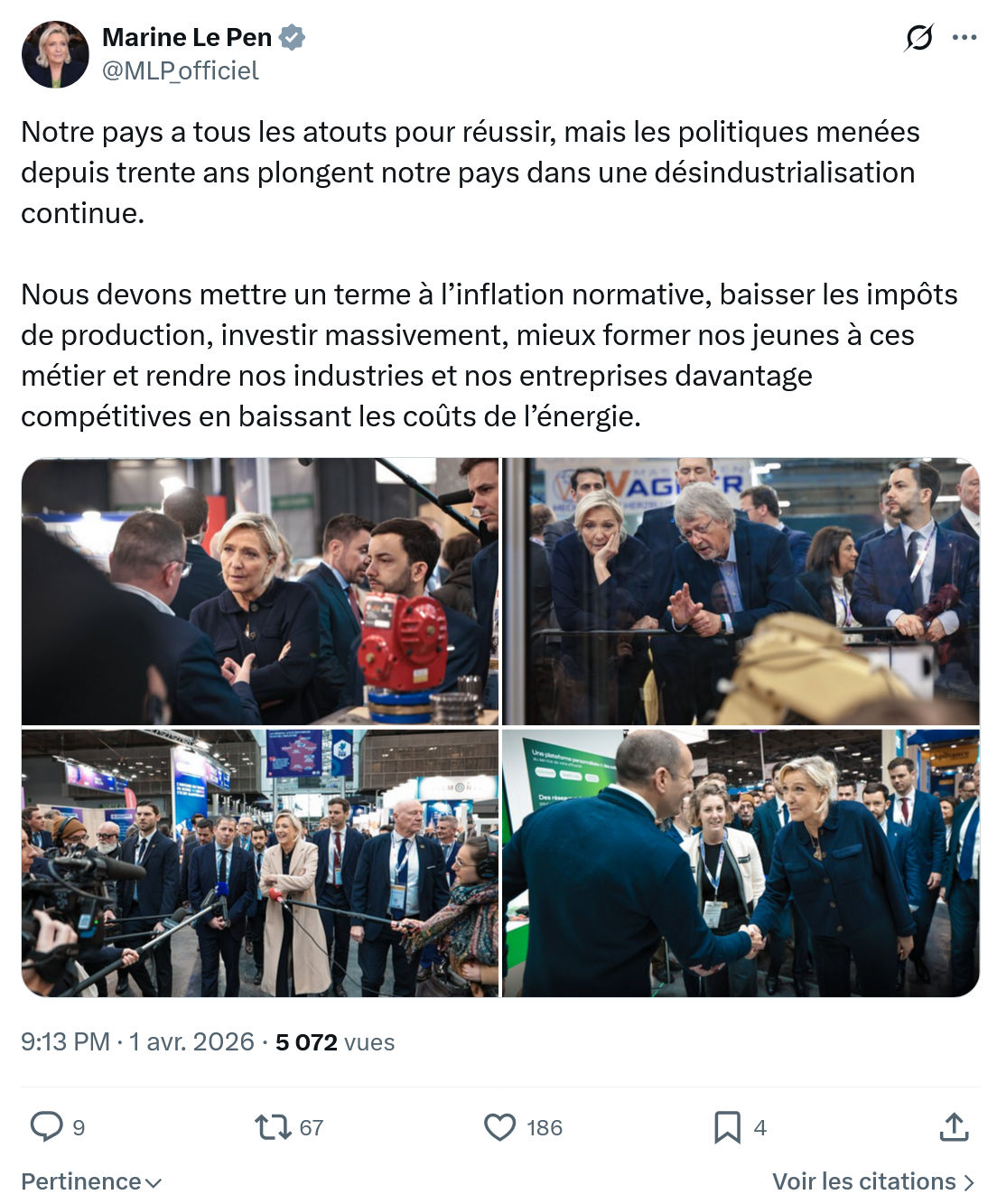 Marine Le Pen: Notre pays a tous les atouts pour réussir…