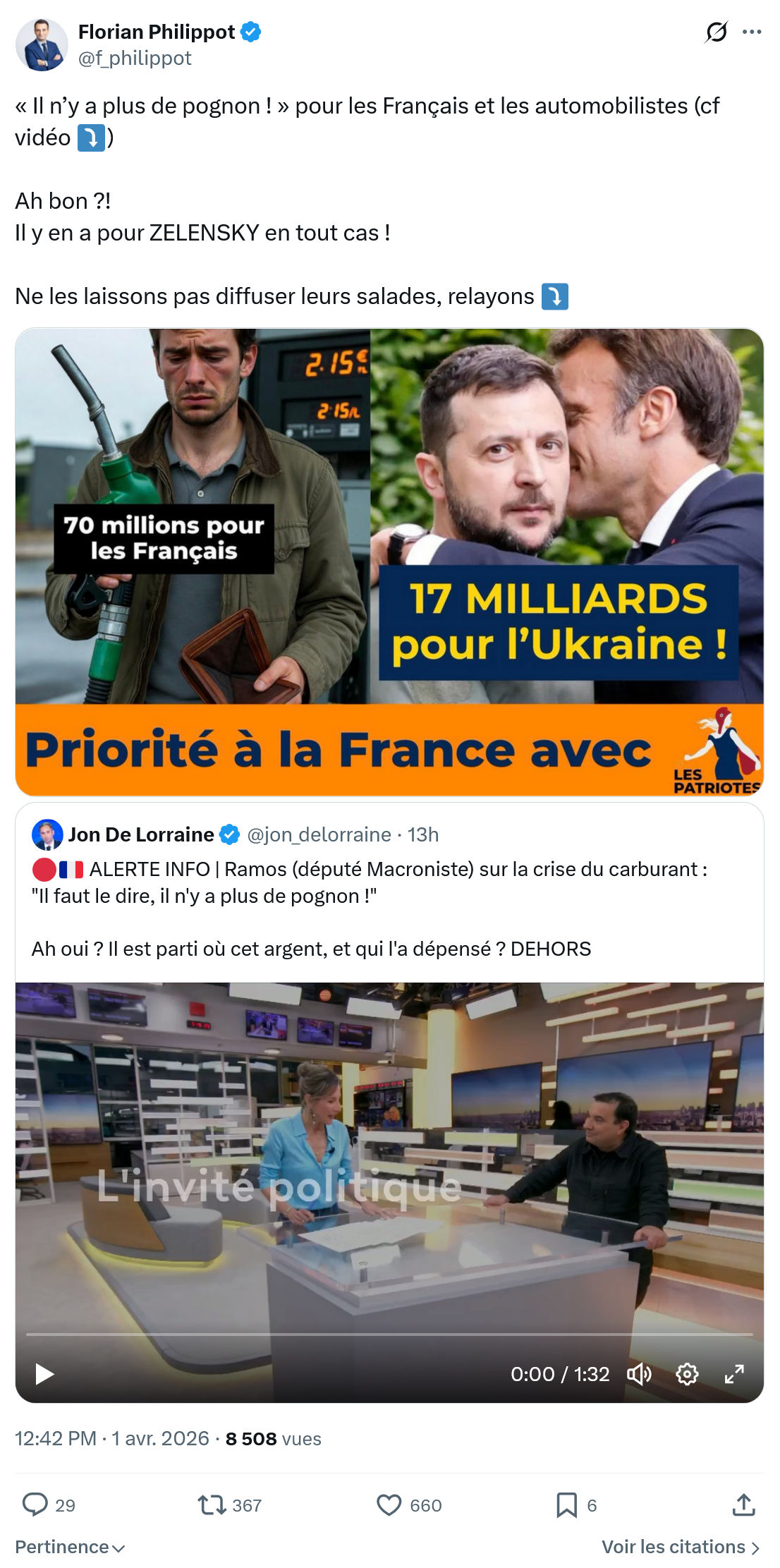 Florian Philippot: « Il n’y a plus de pognon ! »…