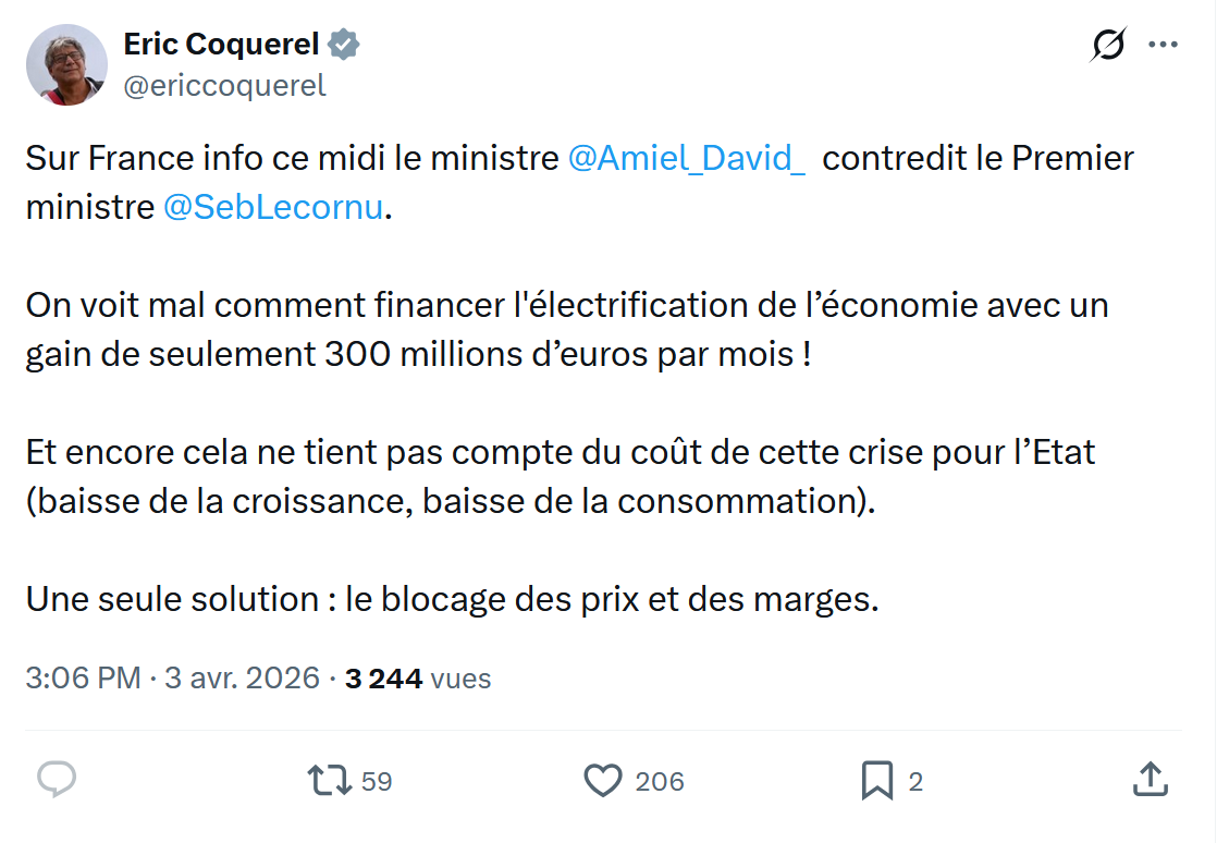 Eric Coquerel: Sur France info ce midi le ministre…