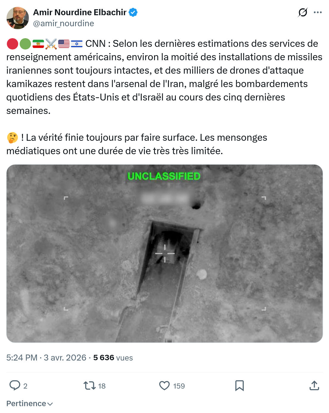 Amir Nourdine Elbachir: 🔴🟢🇮🇷⚔️🇺🇸🇮🇱 CNN…