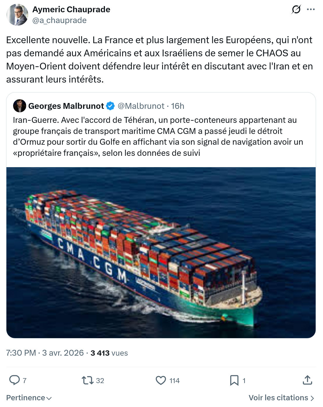 Aymeric Chauprad: Excellente nouvelle. La France et plus largement les Européens…